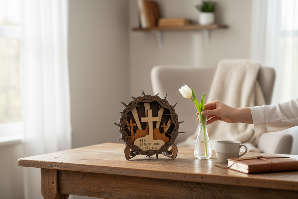 He is Risen Layered Cross