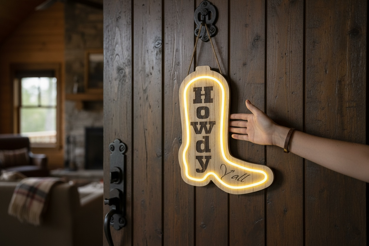 Howdy Cowboy Boot LED Sign