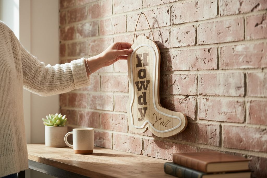 Howdy Cowboy Boot LED Sign