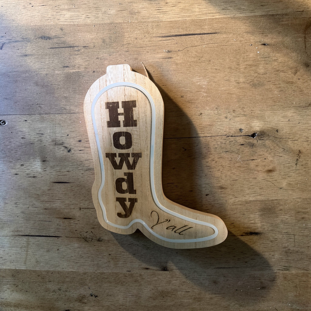 Howdy Cowboy Boot LED Sign